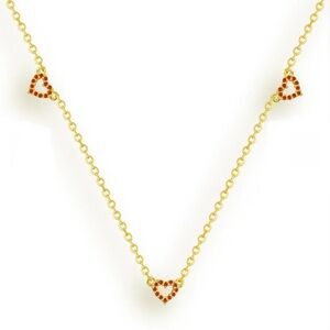 Gold Plated Triple Red Heart Necklace